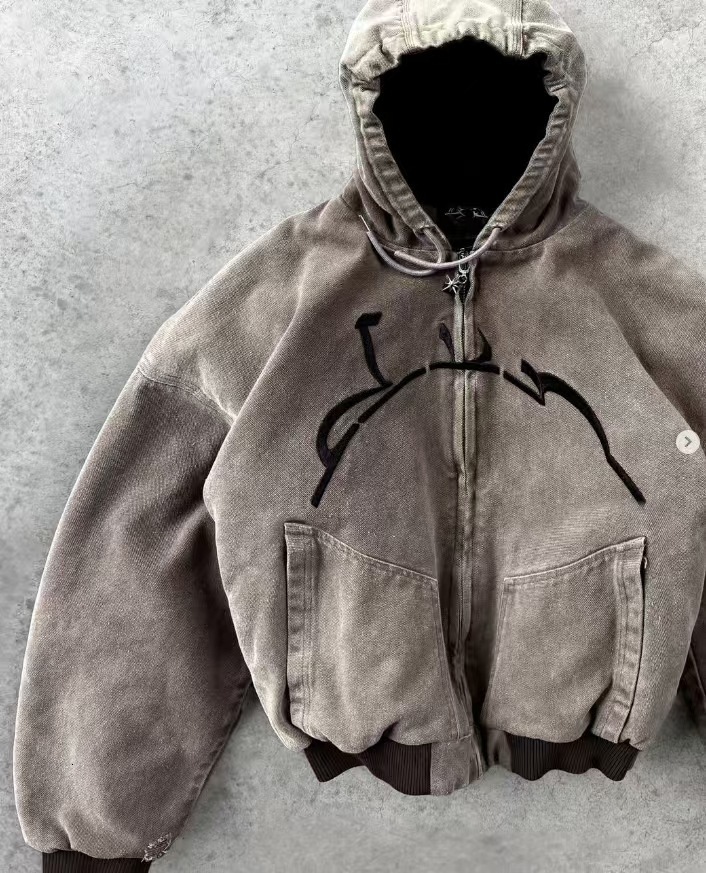 American Vintage Denim Y2K Clothes Men Women Hip Hop Letter Patchwork Embroidery Rhinestones Oversized Jacket Casual Coat 251107