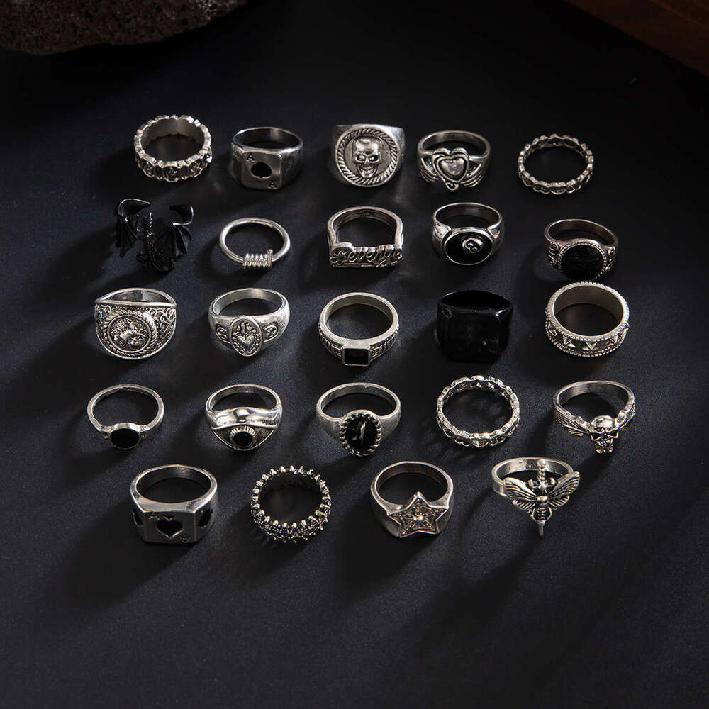 New piece men s jewelry set with versatile rings niche and personalized hip hop style hand accessories