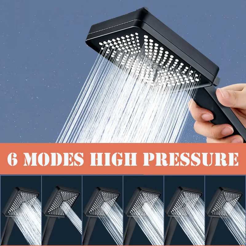 Big Flow 6 Modes High Pressure Shower Head Water Saving Anti-fall Massage Rainfall Faucet Spray Nozzles Bathroom AccessoriesM251120
