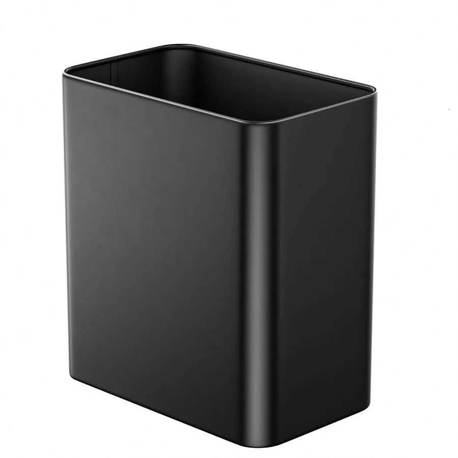 Slim 24 Gallon Metal Trash Can with Matte Black Finish for Compact Spaces Ideal for Small Bathrooms Bedrooms Offices Kitchens C251120