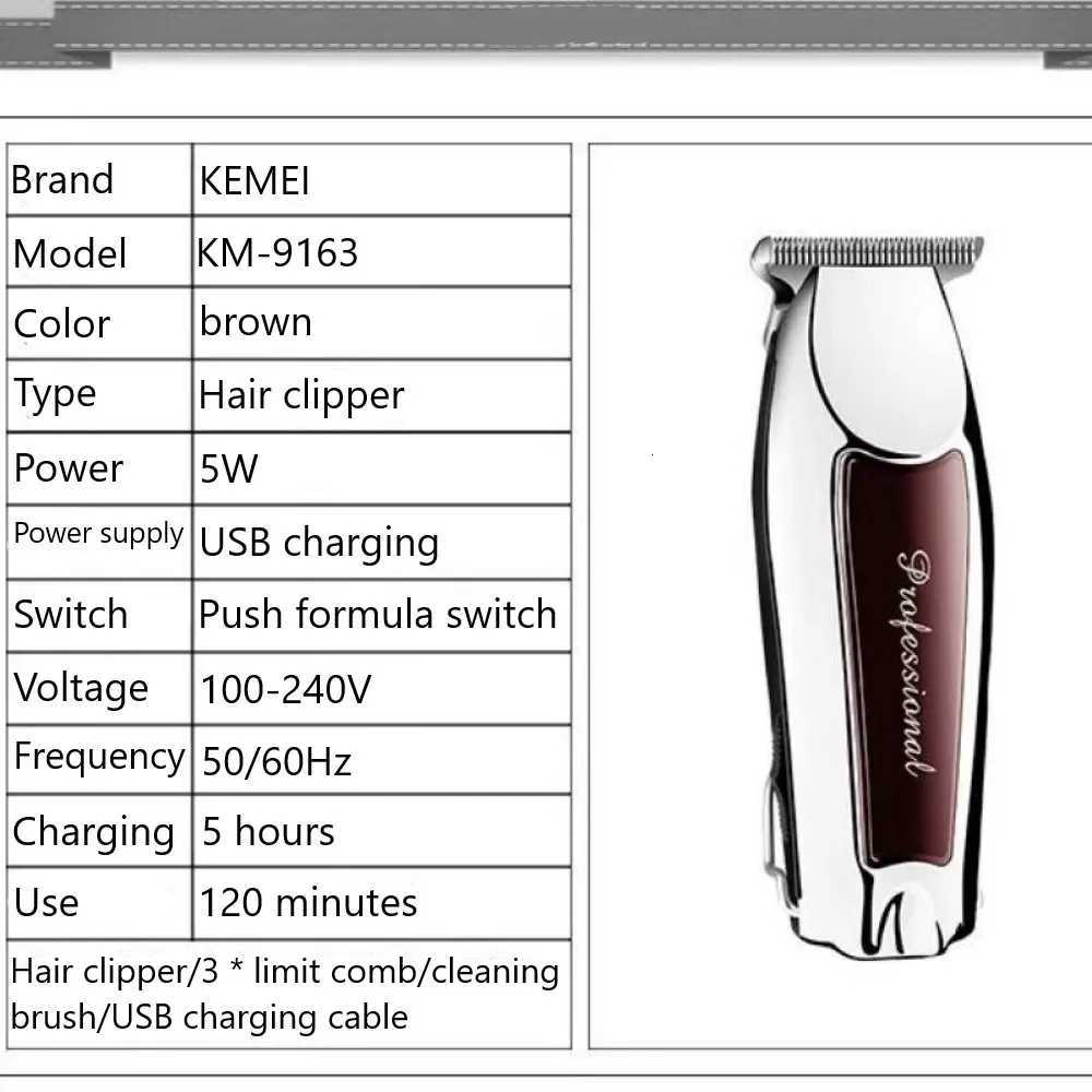 Kemei 9163 Professional Hair Cutting Machine Trimmer for Men Finishing Haircut Cordless Clipper Electric Shaver Beard BarberT251120