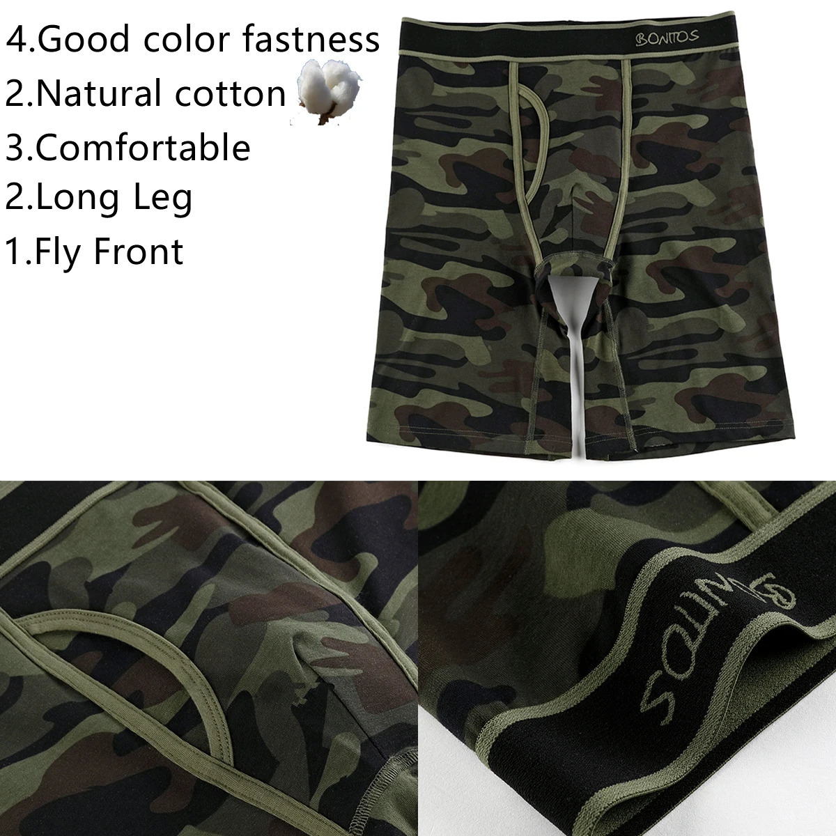 5piece set of long leg boxing shorts mens underwear cotton 250417