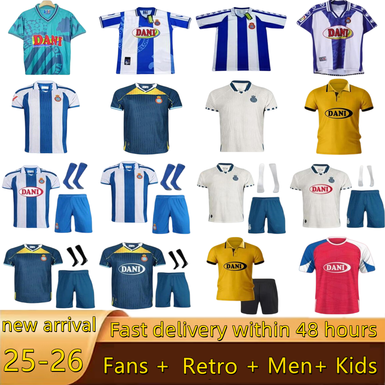 25 26 RCD Espanyol Soccer Jersey DANI JARQUE CABRERA PUADO VELIZ POL LOZANO PERE MILLA GRAGERA C.ROMERO JOFRE KUMBULLA TEJERO 125th Football Shirt Men kids kits