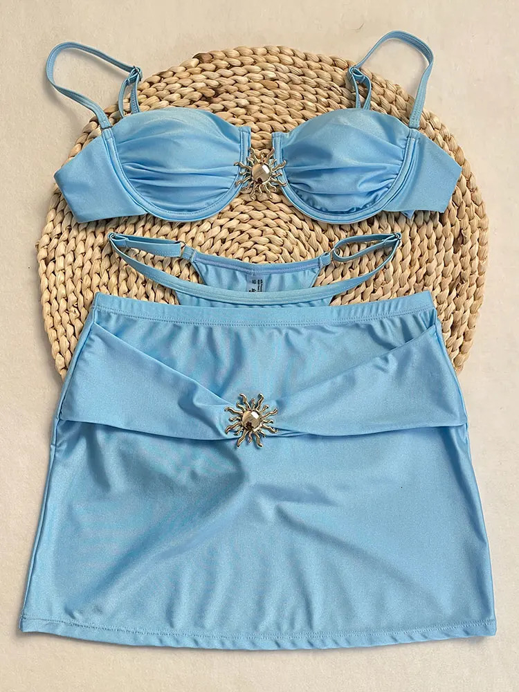 DEBAIOR Sexy Sun 3Piece Bikini 2025 Womens Swimsuit Black Swimsuit Brazilian Bikini Set Biquini Womens Swimsuit Beach Wear 250414Z