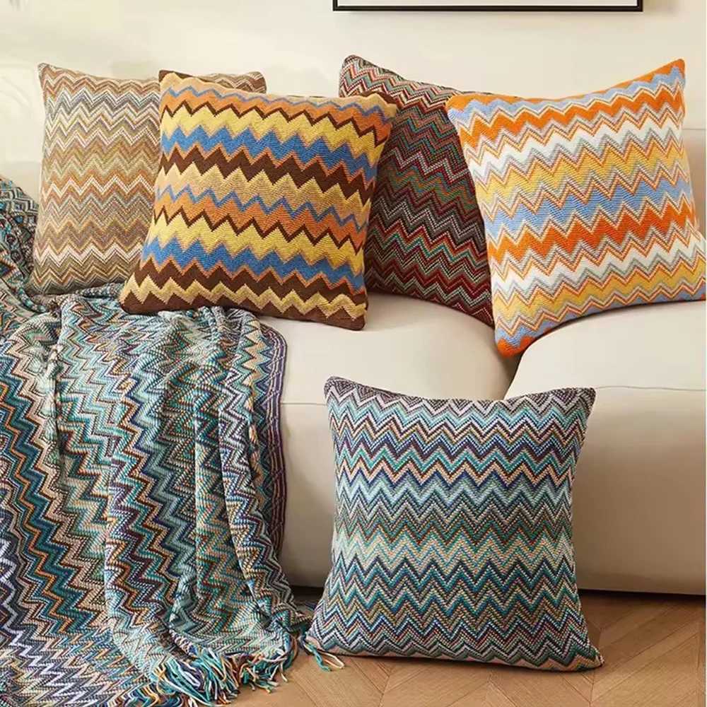 Pillow Case Bohemia Knitted Cushion Cover Soft Striped Case 45cm45cm for Home Decoration Living Room Bed Room Cover Drop ship C251120
