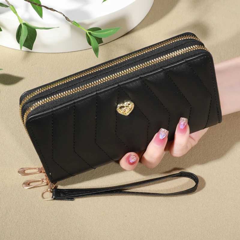 Chic Faux Leather Wallet - Double Zipper Security - Coin Purse Card Slots - Fashionable Wristband Clutch for EverydayW251120