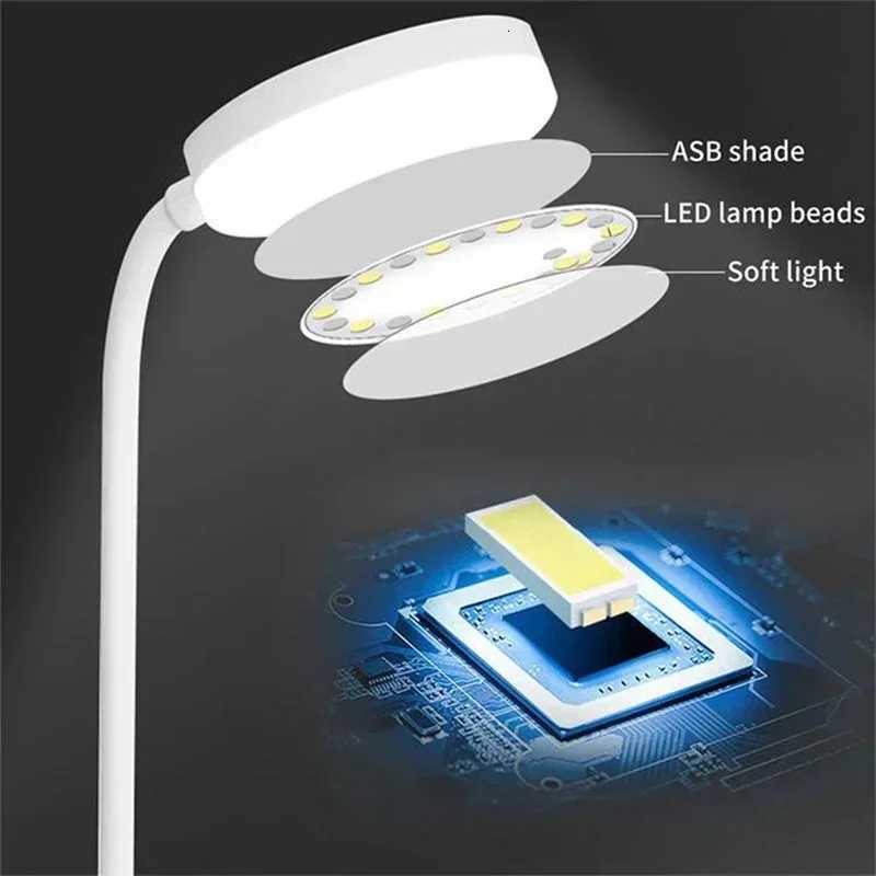 Table Lamp USB Plug Rechargeable Desk Lamp Bed Reading Book Night Light LED 3 Modes Dimming Eye Protection Light Bedside Lamp M251120