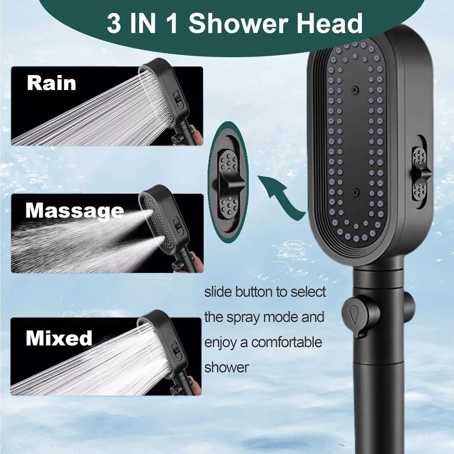 High Pressure Shower Head 3-mode Adjustable Shower Filtered Water-saving Hand Shower Mixer Bathroom AccessoriesM251120