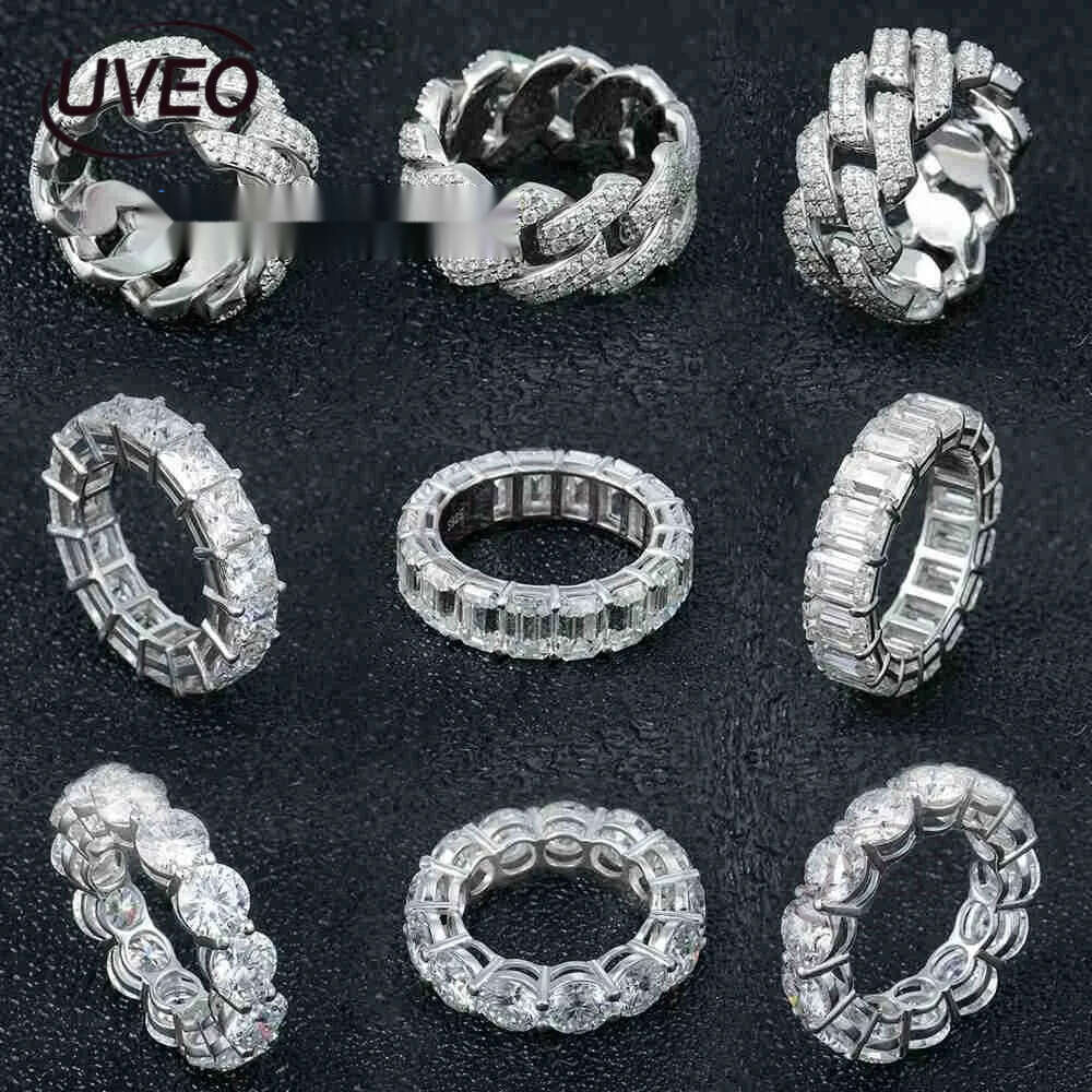 Yue Gem Custom Men Hip Hop Gold Plated Sterg Sier Vvs Dia Moissanite Iced Out k Cuban Ring Free delivery