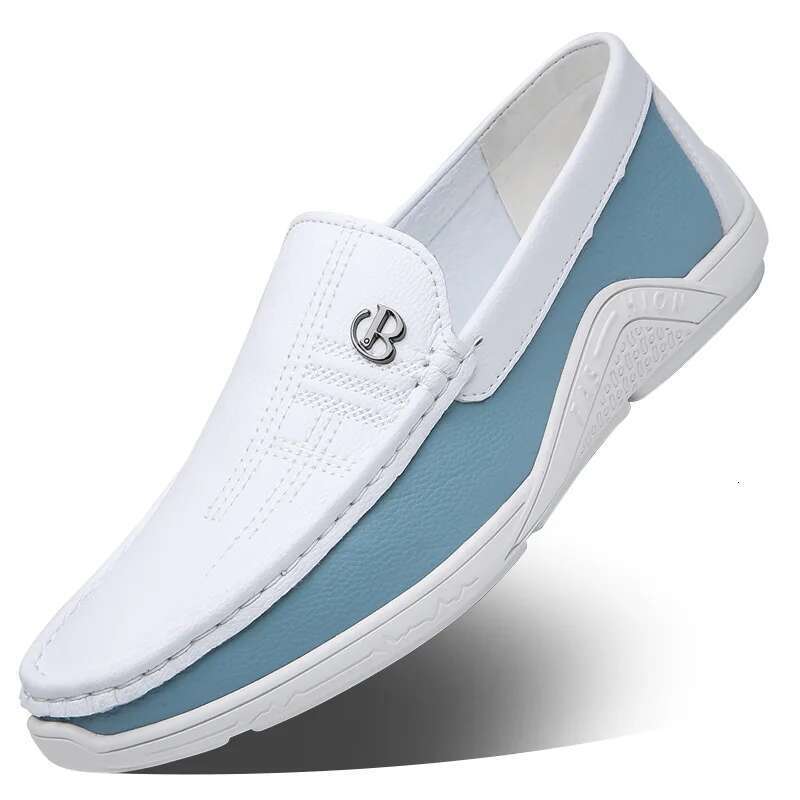 Extra Large Size White Spring and Autumn Versatile Sneakers Casual Men Leather Shoes