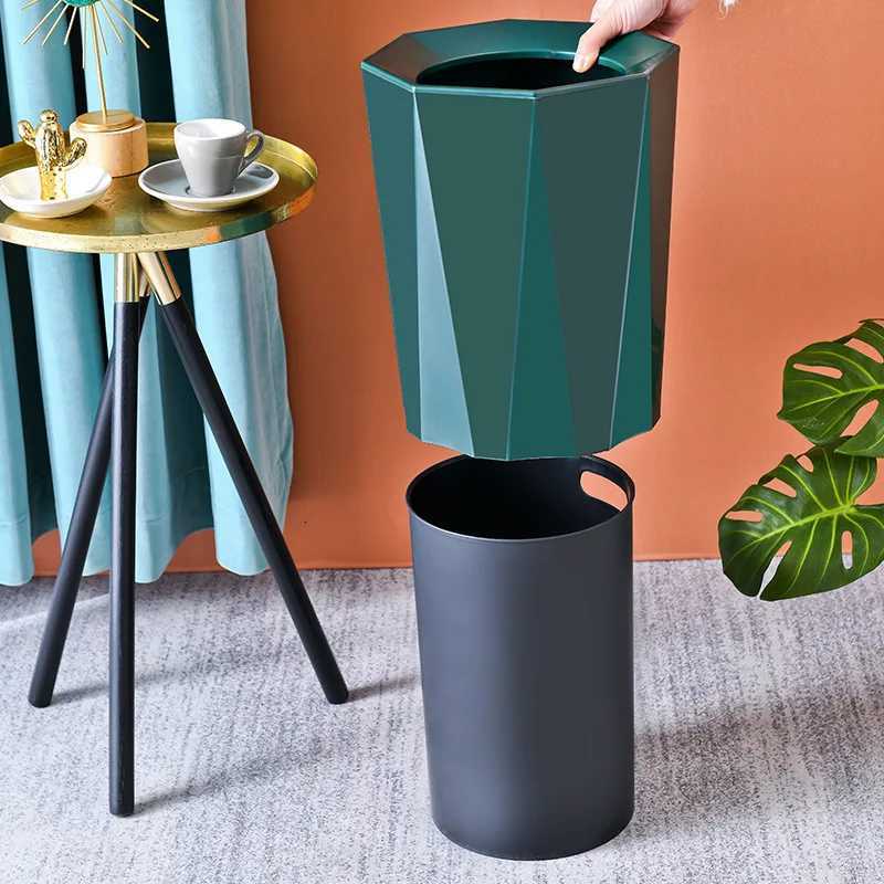 High-grade trash can no lid pressure ring storage bathroom office Japanese paper basket C251120