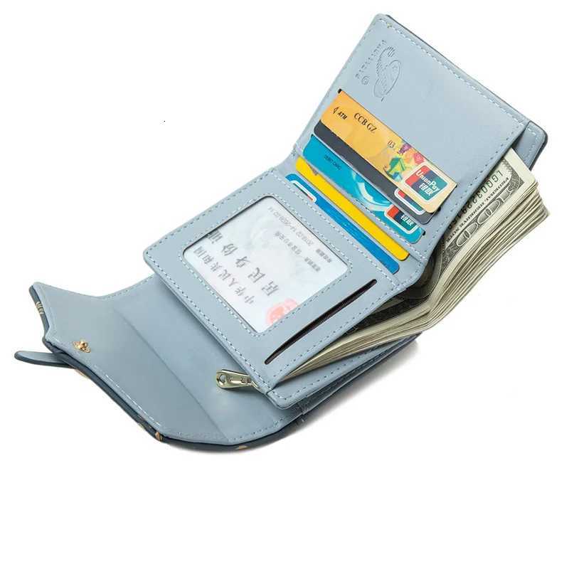 Womens Flower Print Wallet Tri-Fold Clutch Purse with Coin Pocket Card Slots Simple Printed Clasp ClosureW251120