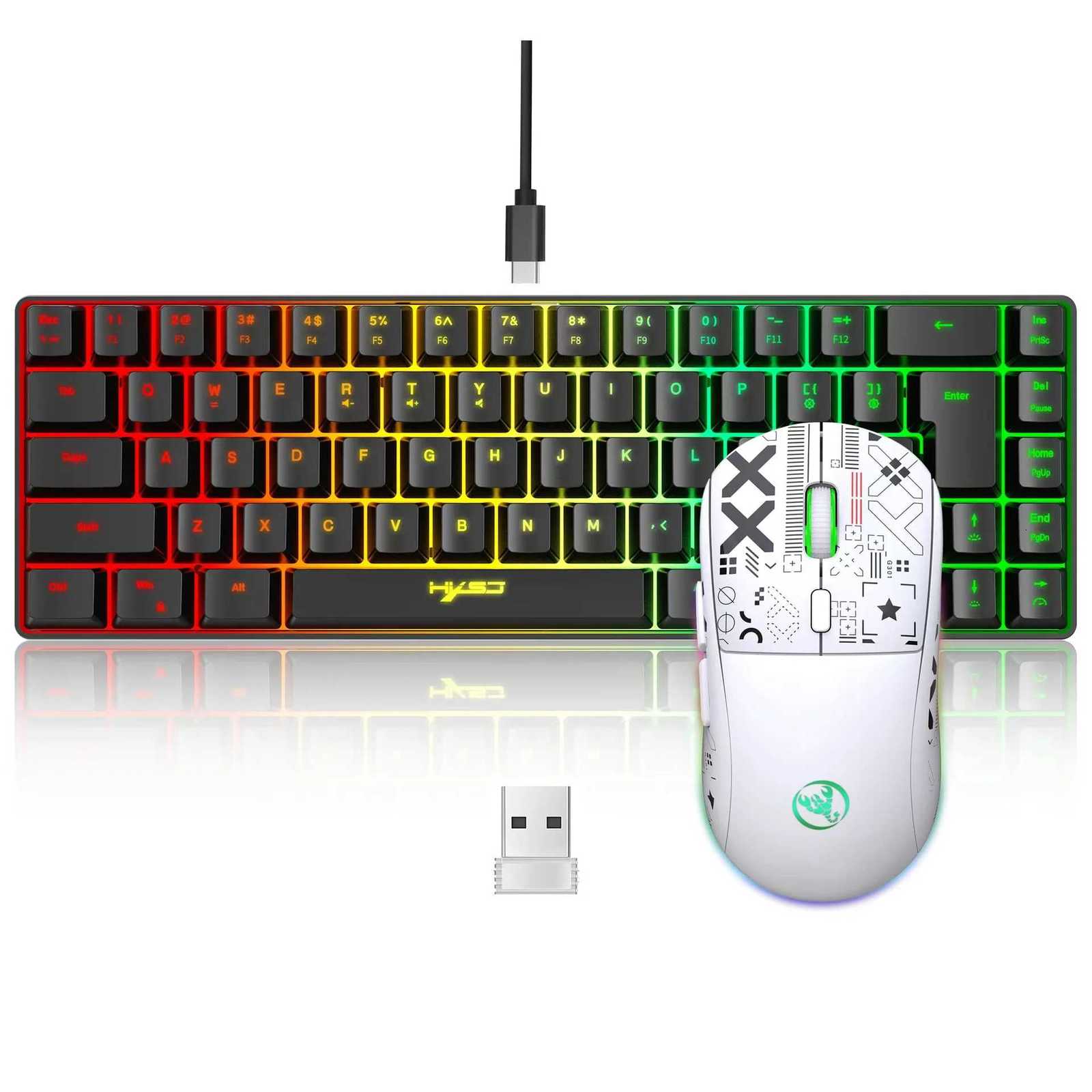60 gaming Keyboard and mouse cbo set gamer white key board cbo cputer wired keyboards mouses off teclado for laptop pc Y251120 - view 5