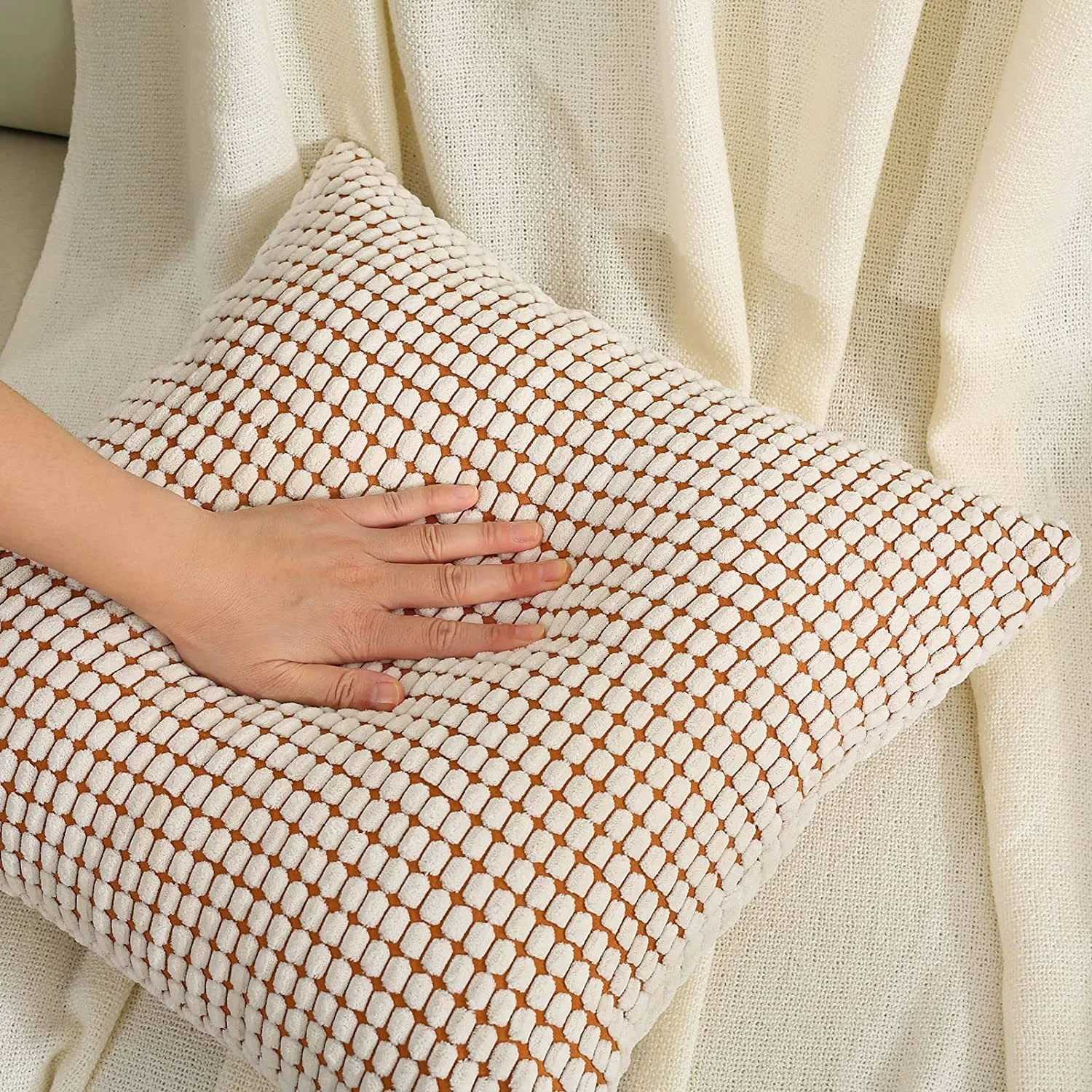 Pillow Case 1PCS Corduroy Nordic Throw Corn Kernel Sofa Cushion Cover - Soft Textured case for Home Decor C251120