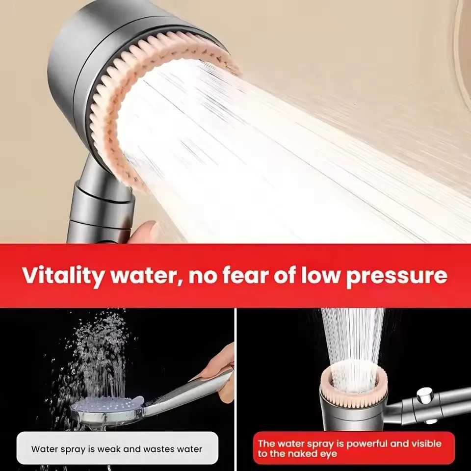 5 Function Bathroom Handheld Brushed Shower Head with Stop Button Spa Filter Showerhead with Hose and Holder Shower Nozzle SprayM251120
