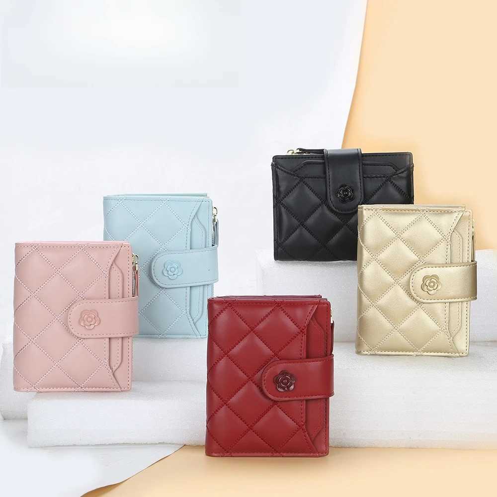 Lingge Women Wallets Short Solid Color Flower Hasp Coin Purses Female Tassel Zipper Pu Leather Credit Card Holder Clutch BagW251120