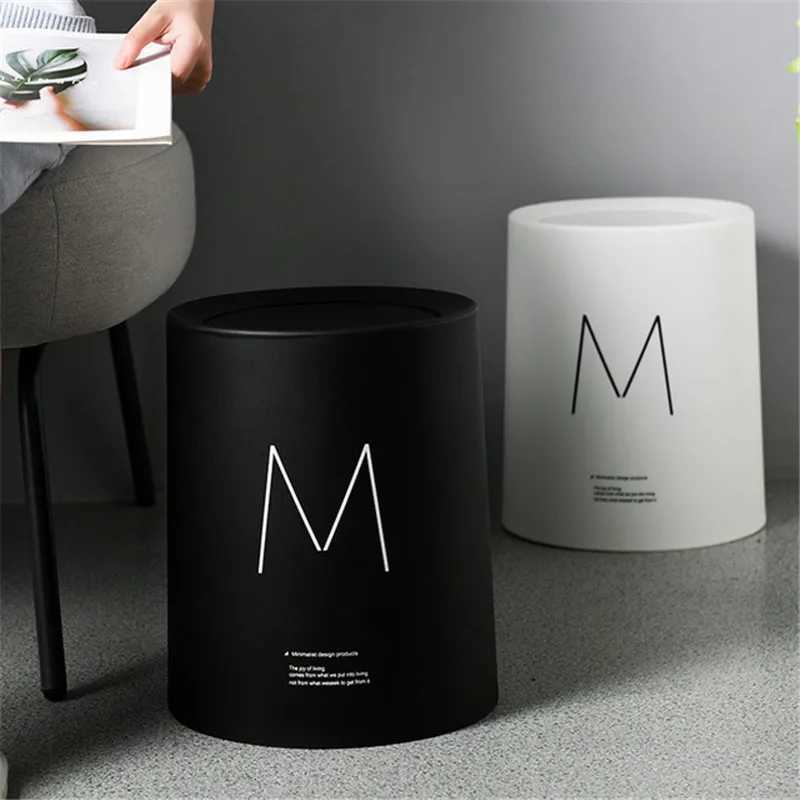 8L Nordic Simple Plastic Trash Can Office Bathroom Kitchen Trash Bin Living Room Bedroom Garbage Household Waste Bin With Lid C251120