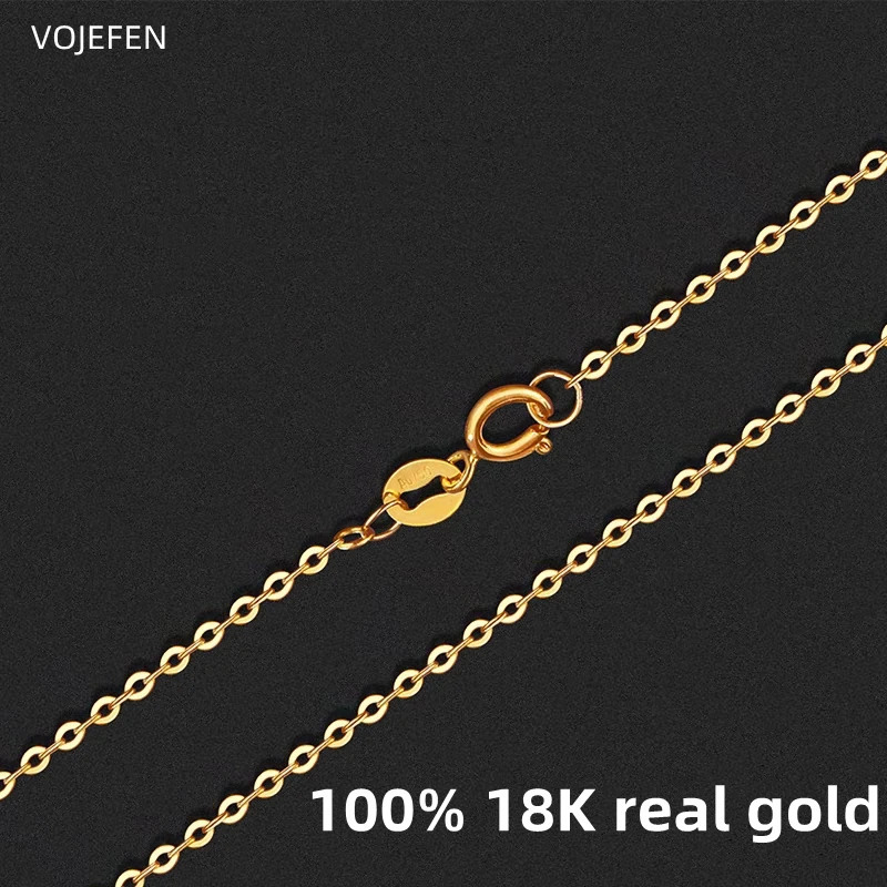 VOJEFEN 18K Real Gold Chains Necklace Womens Luxury Designer Jewelry AU750 O Chain Certificate 250420