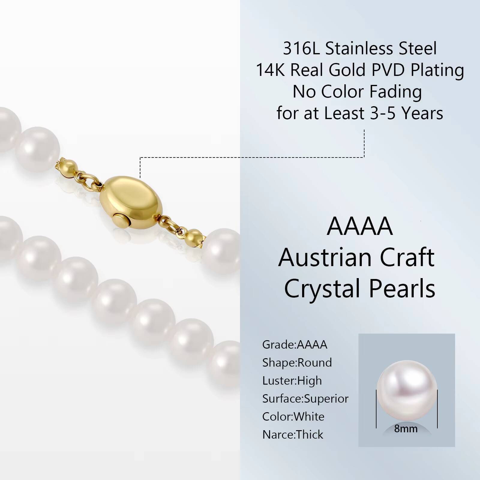 Bridal Wedding Crystal Jewelry Pearl Chain 14K Gold Plated Vintage Choker Boho Round Imitation Beaded Pearl Necklace for Women