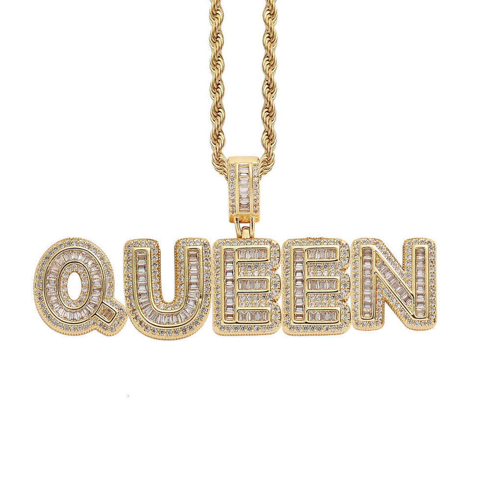 Hip Hop personalized rock candy alphanumeric combination pendant T square Ice out VVS Moissamite necklace for men and women Free delivery