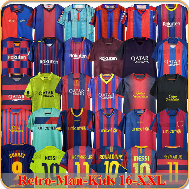 Retro Soccer Jersey 96 97 98 99 00 05 06 07 08 09 10 11 14 15 MessiS Neymar SUAREZ Ronaldinho A.iniesta Xavi Rivaldo Football Shirts Henry A Iniesta Eto'o PUYOL