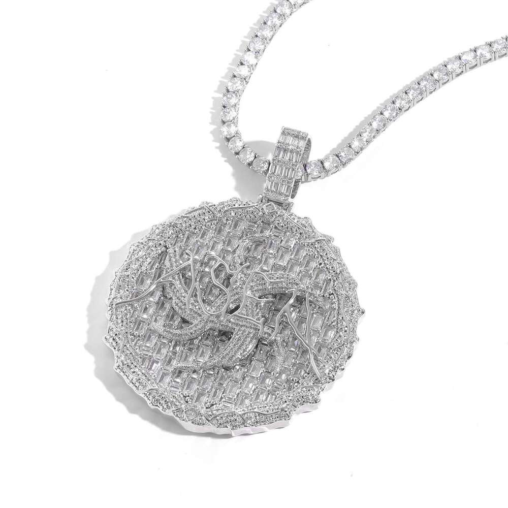Luxury designer round cake Ice Out vvs Moissanite Necklace Men Women's Pendant 4mm Tennis necklace Pendant Free shipping