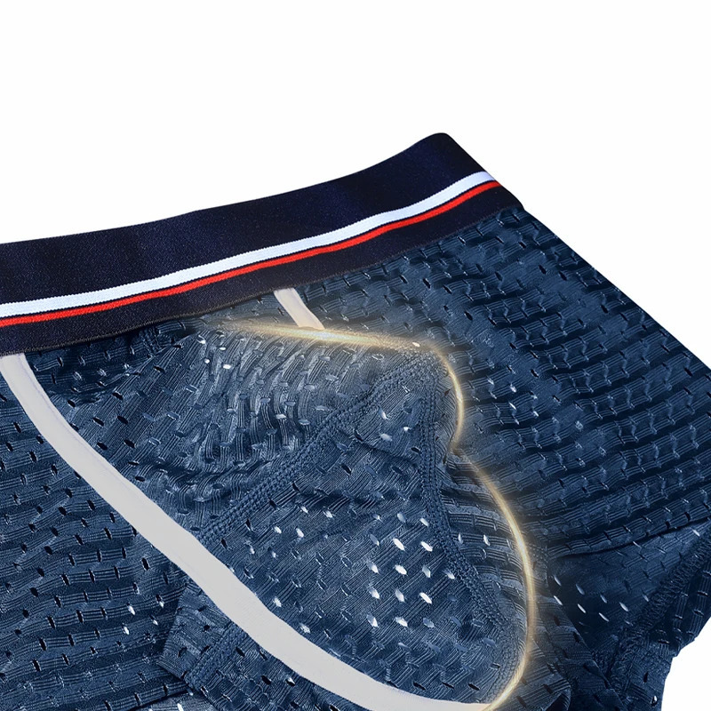 Ice silk underwear mens boxer boys summer thin breathable Ushaped shorts sexy mesh pants 250417