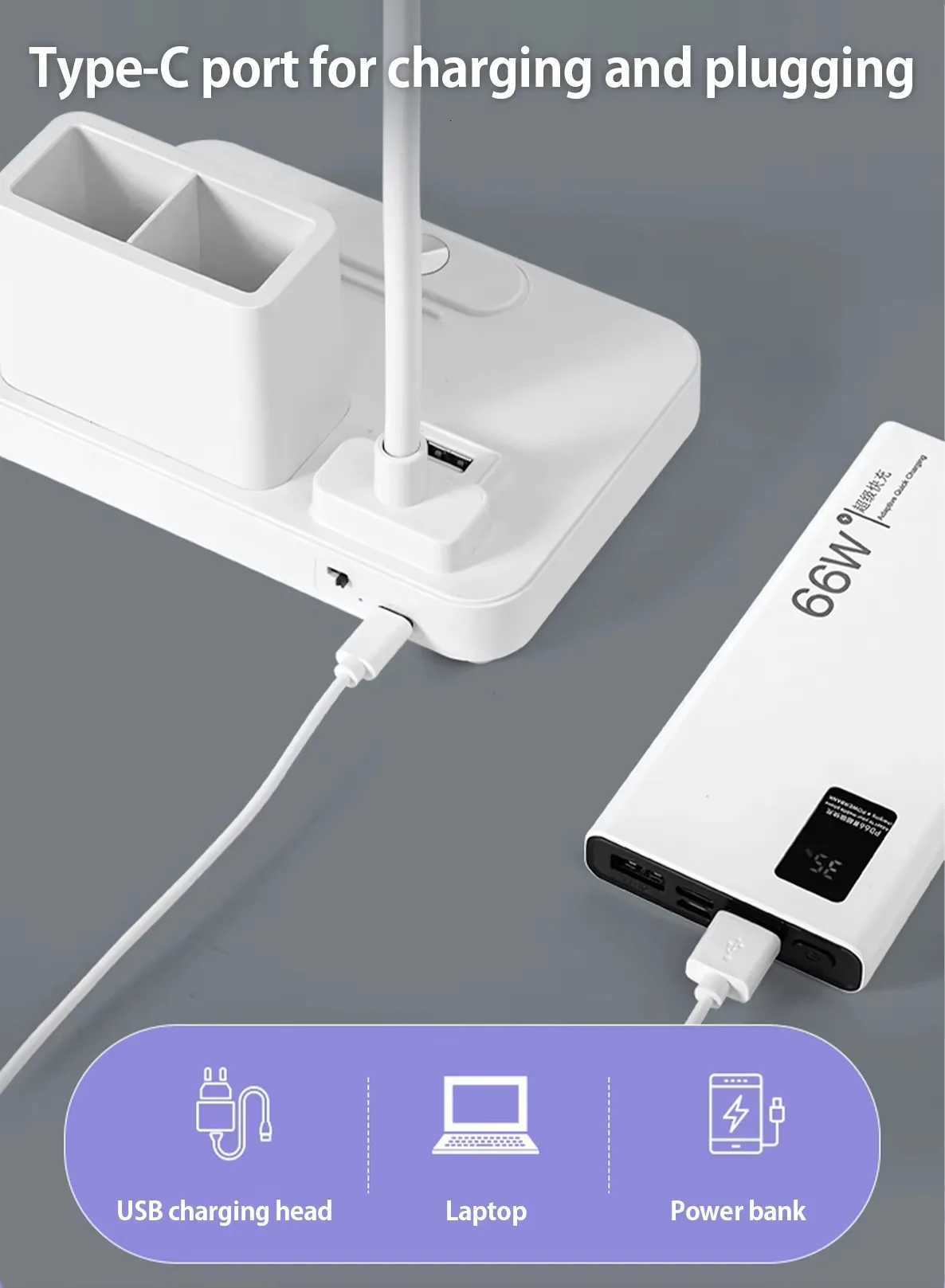 LED3 Modes Touch Dimming USB Dimming Clip Student Dormitory Learning StudyTable Light Bedside Flexo LampsRechargeable desk lamp M251120