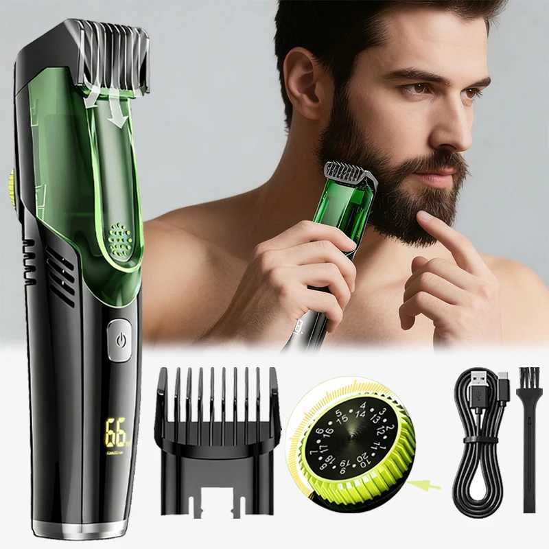 Cordless Electric Hair Trimmer IPX4 Waterproof Professional Hair Clipper Rechargeable Builtin Vacuum Multifunctional Men RazorT251120