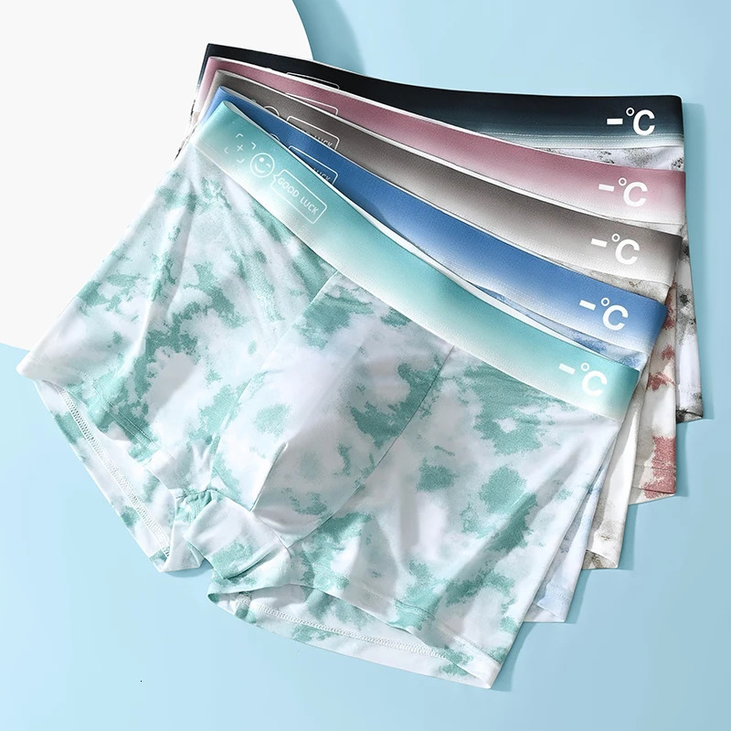 1 piece of boxing shorts mens ice silk underwear breathable sexy thin Ushaped invisible wholesale lots L6XL 250417