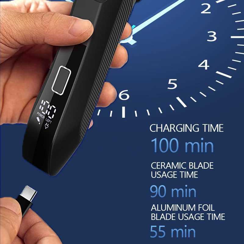 Hair Trimmer Dual-Head Safe Trimmer Foil Blades Waterproof Wet/Dry Groomer USB-C Rechargeable with Travel LockT251120