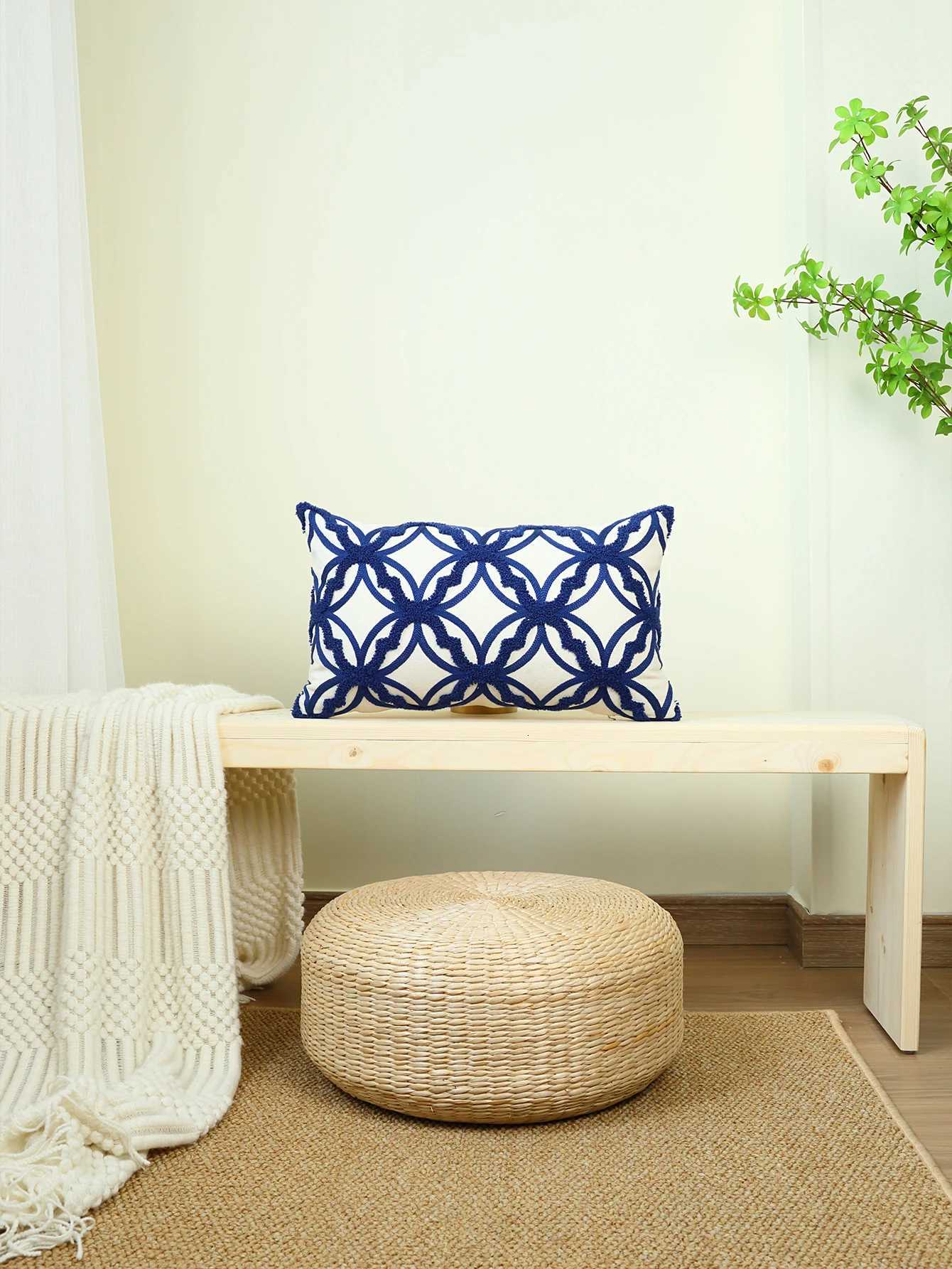 Pillow Case 1pc Solid color geometric cover cushion cover three-dimensional cushion cover embroidery headboard sofa cover C251120