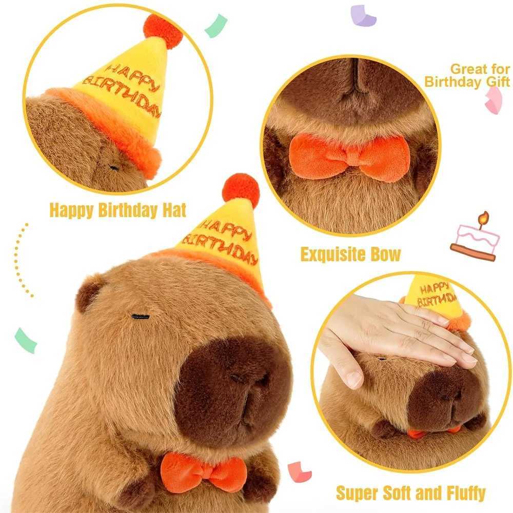 Cute Happy Birthday Capybara Plush Soft Capybara Stuffed Animal Soft Stuffed Toy Kawaii Birthday Gifts Party Decoration for Kids G251120