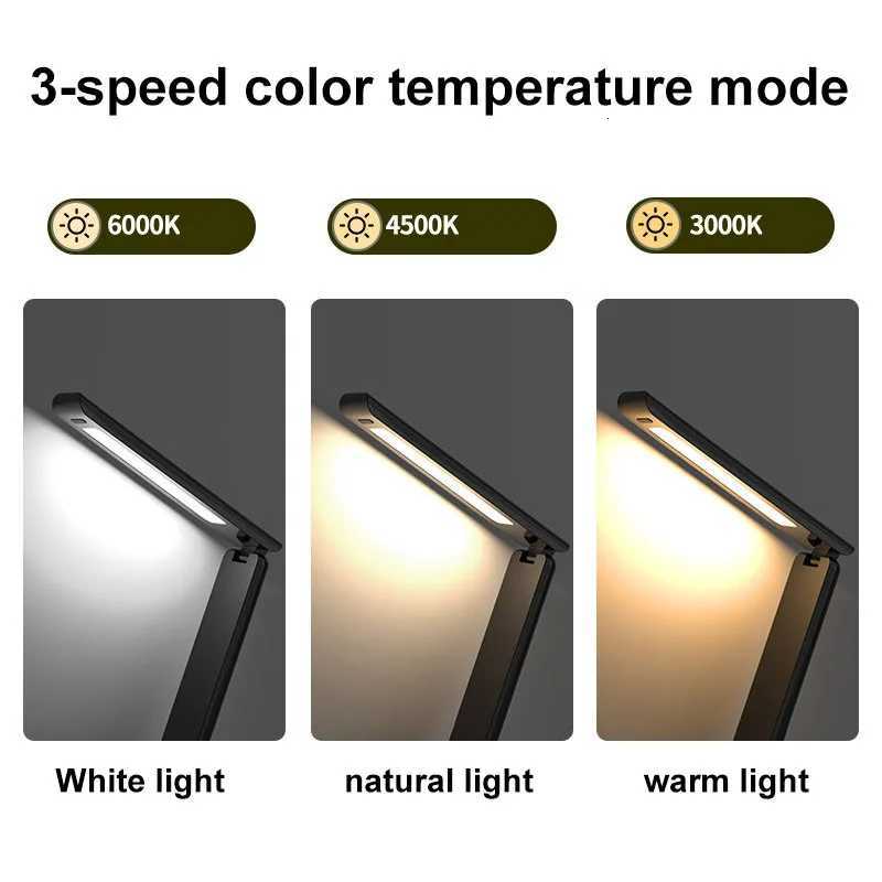 Multifunction LED Desk Lamp with Wireless Charger Digital Clock Al USB 3 Colors Dimmable Study Light for Office Bedroom M251120