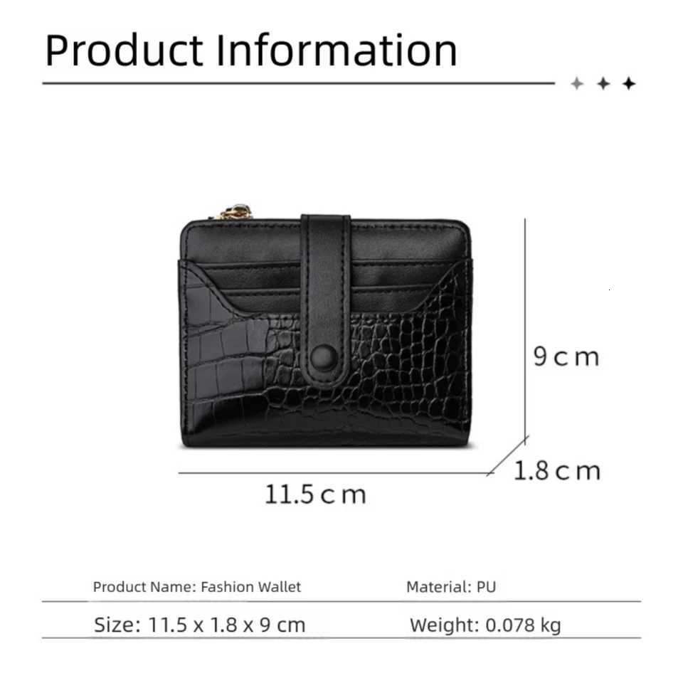 PU Leather Womens Short Wallet Crocodile Print Multiple Card Slots Coin Purse Waterproof Solid Color Leather Wallet for WomenW251120