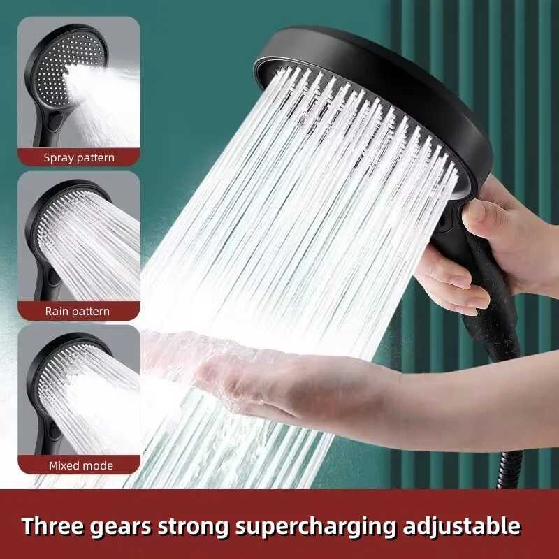 13cm Large Area Three-speed Pressurized Shower Nozzle Household Handheld Button Large Water Shower HeadM251120
