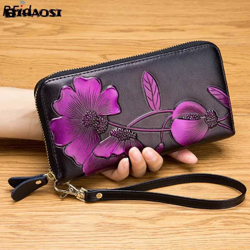 Womens long leather wallet Ladys purse Leather handbag Embossed Wallet shoulder bag fashion bag Cowhide Fashion WalletW251120
