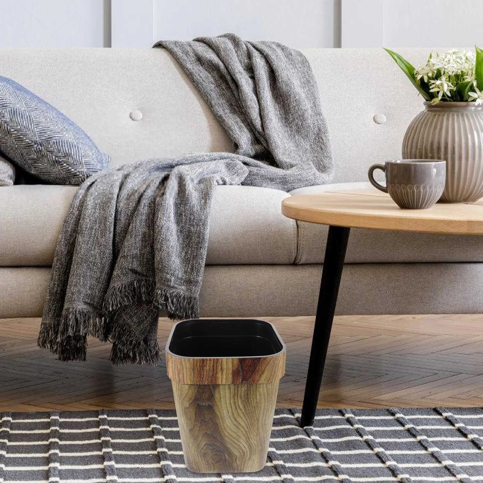 1Pcs Vintage Style Home Rubbish Bin 14L Thickened Plastic Trash Can with Press Ring Design for Kitchen Bedroom Living Room C251120