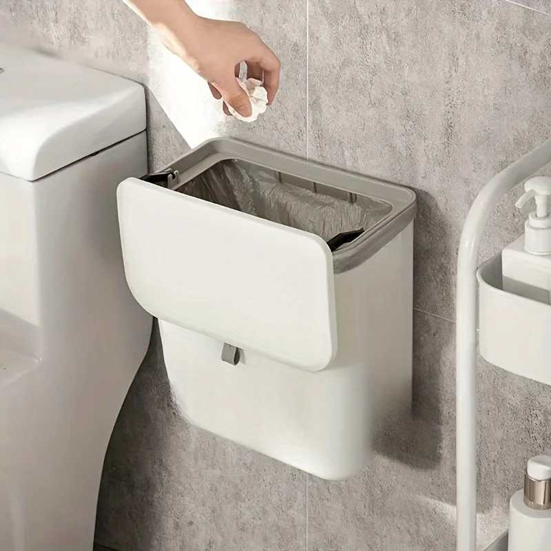 This Is A High-end Household Trash Can for The Bathroom Kitchen and Living Room with A Seamless Flip Lid and Wall-mounted Design C251120