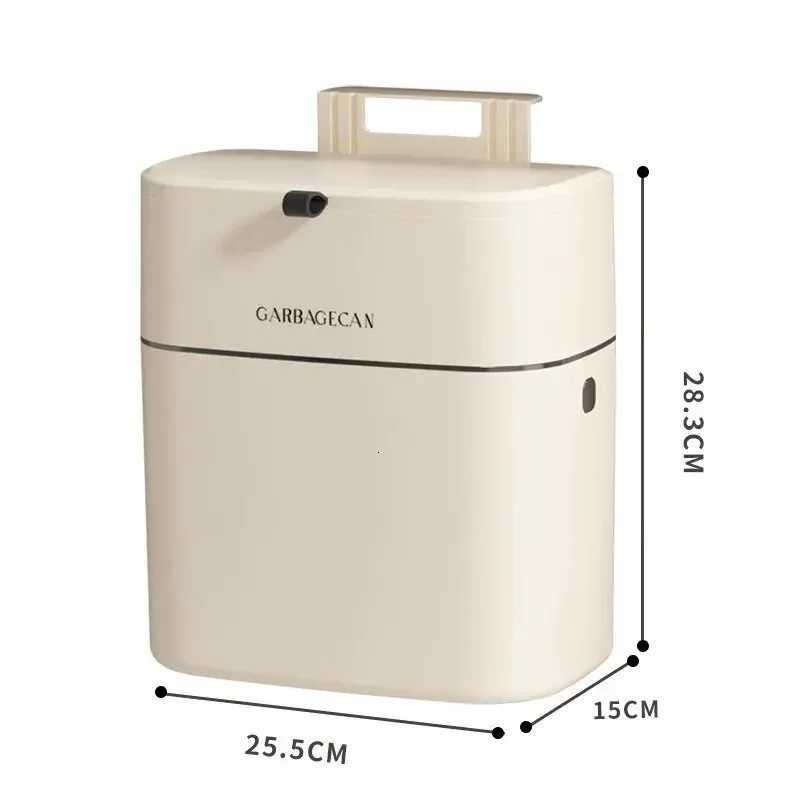 Stylish Hanging Trash Can for Household Toilets - Large Capacity Square Design Convenient Clamshell Lid C251120