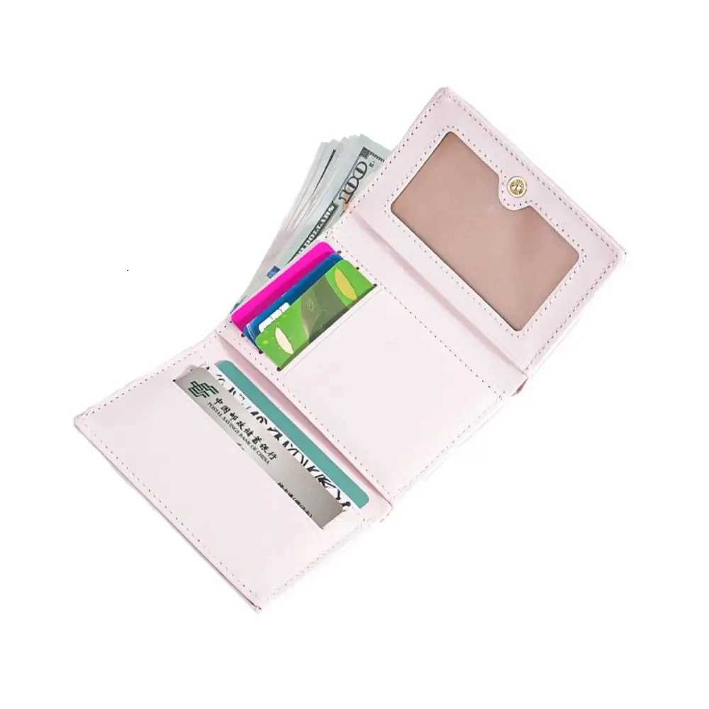 Women Fashion Flowers Short Wallet PU Leather Mini Coin Purse Tri-fold Portable Girls Card Holder INS Clutch BagW251120