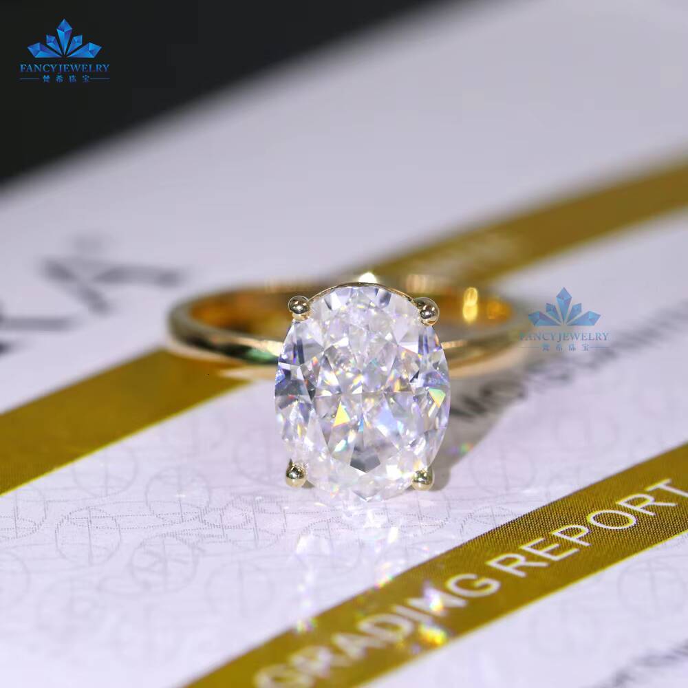 Custom 1ct 3ct 14K Solid Gold Moissanite Diamond Engagement Ring Classic 4 Prong Solitaire Design for Wedding Party Anniversary