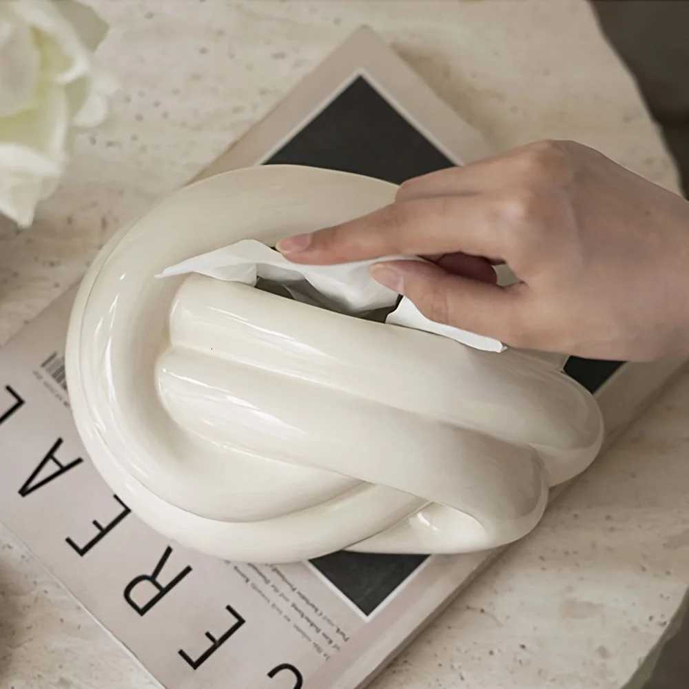 Creative Knot Ceramic Tissue Box Holder for Living Room Bedroom Table Home Decor C2511201