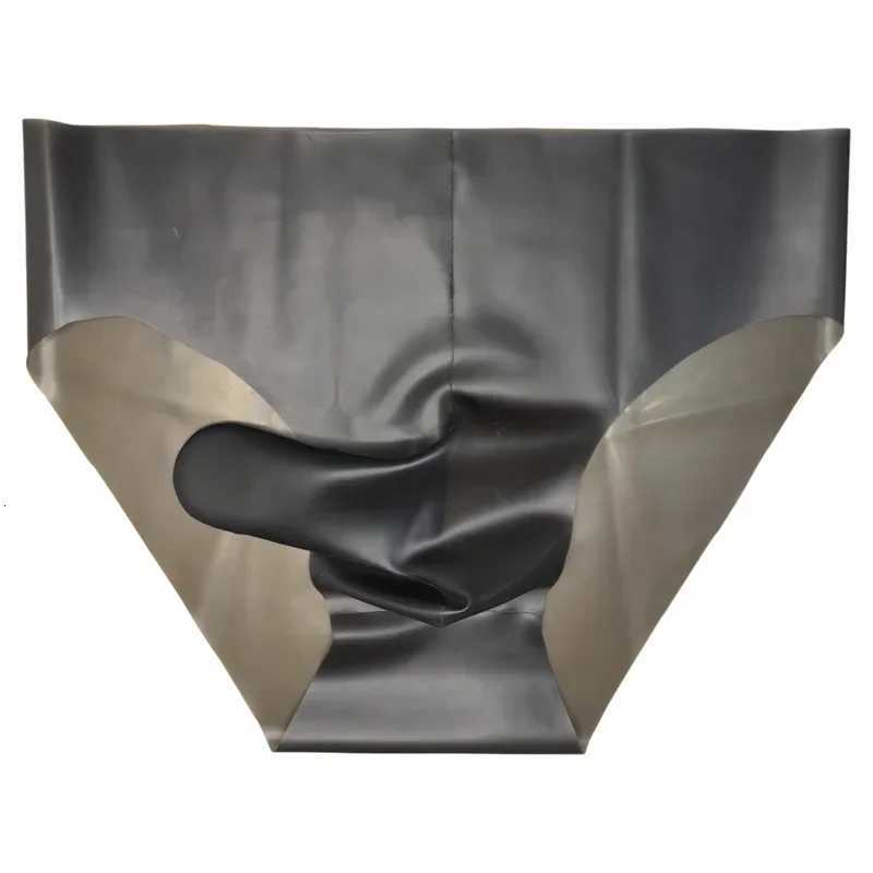 Mens Sexy Latex Underpants Seamless Sheath Briefs See-Through Sissy Couple Low Waist Panties Erotic Rubber Tight Safety PantiesW251120