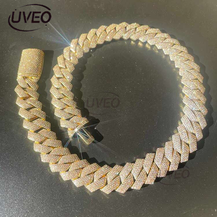 20 mm 4 Rows hiphop dia Cuban k Chain GRA Moissanite sterg sier gold plate Fine jewelry necklaces bracelets