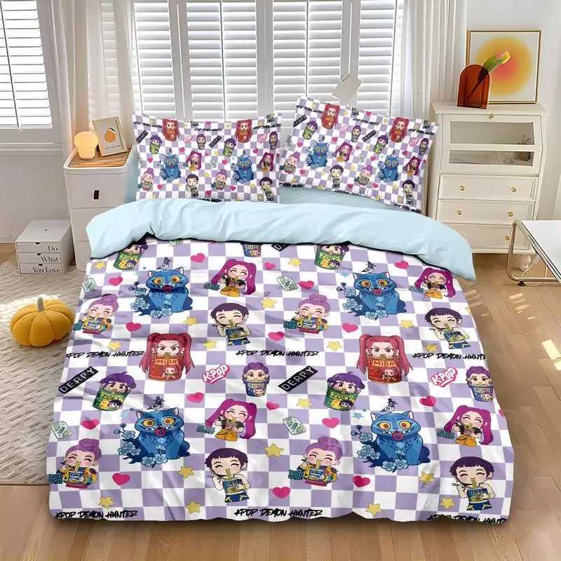 KPop D-Demon Hunters Bedding Set Single Halloween Costume Bedding Set - 2-3 Piece Comforter Quilt Duvet Cover Case Sets W251120