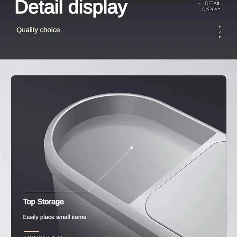 White Trash Can with Lid Home Bathroom Crevice Storage Bin Space Saving Kitchen Toilet Press Type Trash Can Household Items C251120
