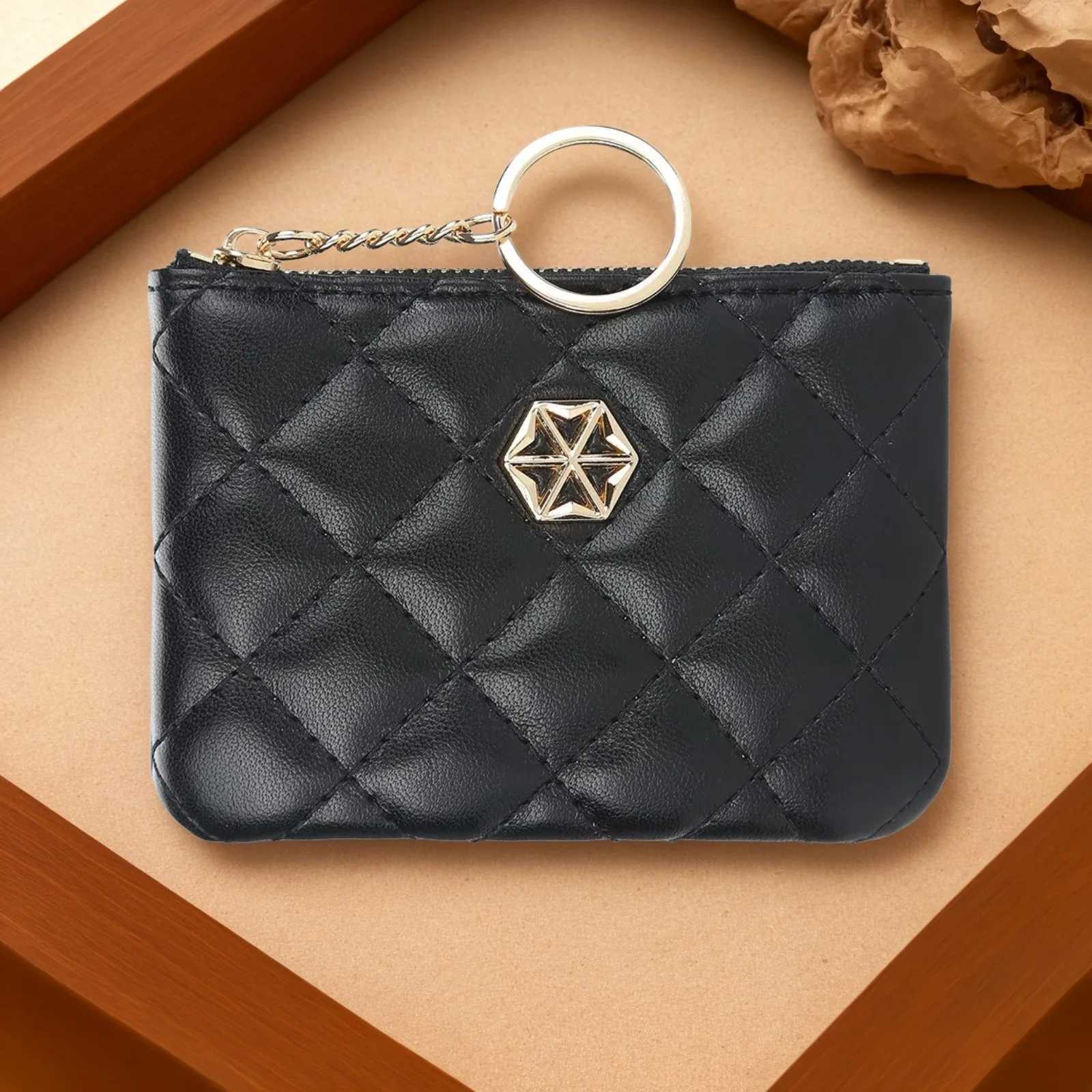 Ultra Thin Card Holder for Women Solid Color PU Mini Wallet No RFID Slim Pocket Purse with Coin Zip PocketW251120