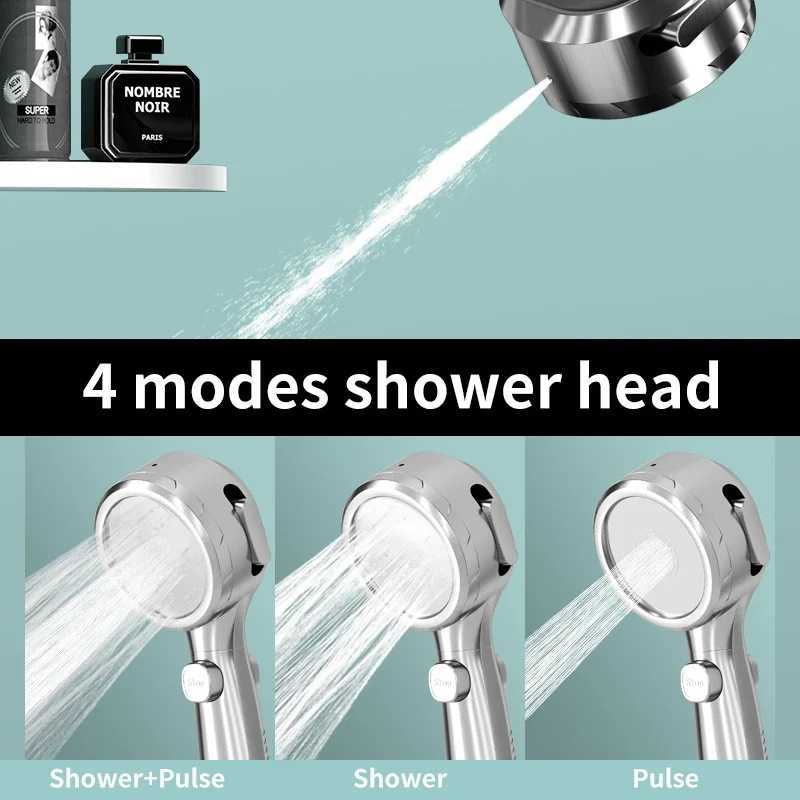 Digital Display Shower Head High Pressure Handheld Bathroom Shower Water Saving Shower Heads 4-Modes Spray Bathroom AccessoriesM251120
