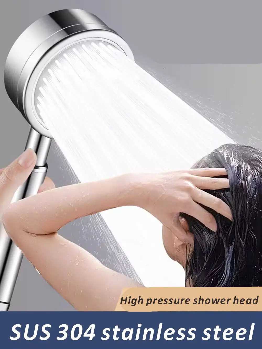 New SUS304 Stainless Steel Bathroom Handheld Shower Head High Pressure Water Saving Sprayer Nozzle Supercharged Rainfall ModesM251120